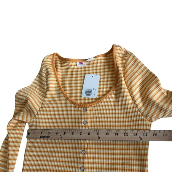 Levi’s Long Sleeve Britt Snap Front Striped Ribbed Top Womens Plus Size 1X New - Picture 7 of 13